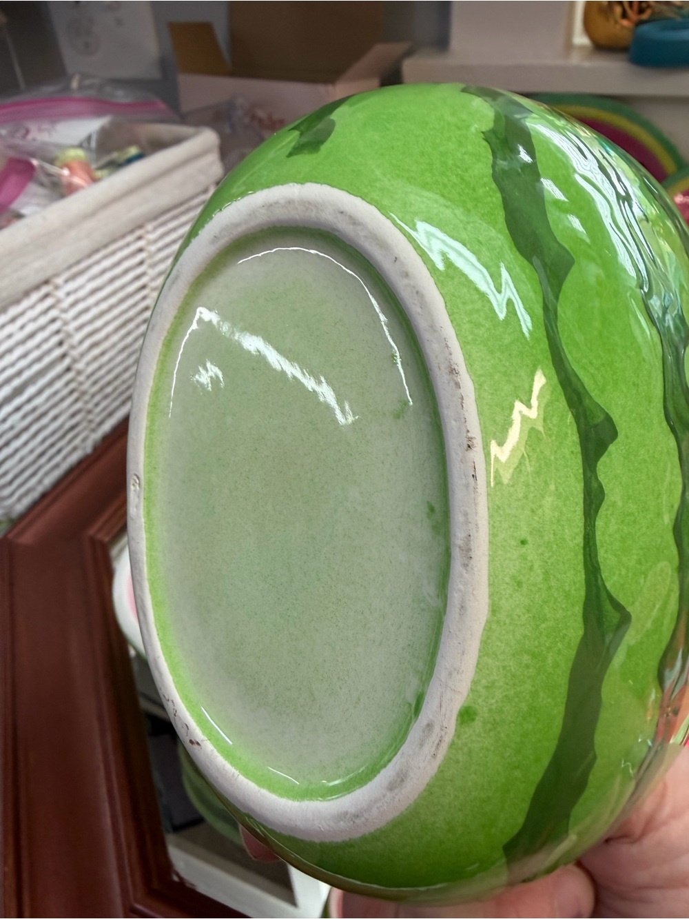 Ceramic Watermelon Dip Bowl Set - 2 pieces Pink and Green-S - Picture 2 of 5
